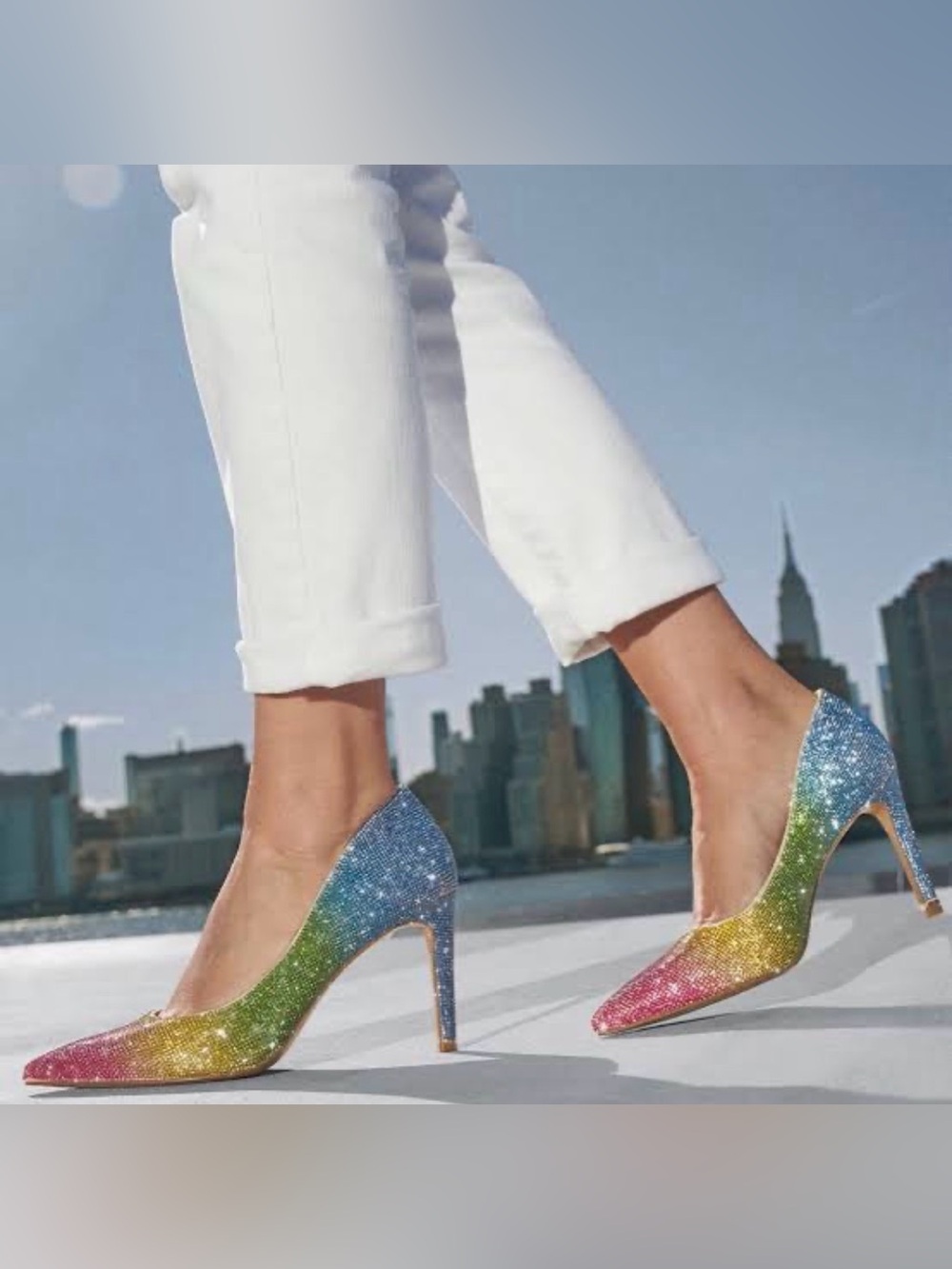Kenneth Cole New York rainbow ombre rhinestone pumps. 6 NIB